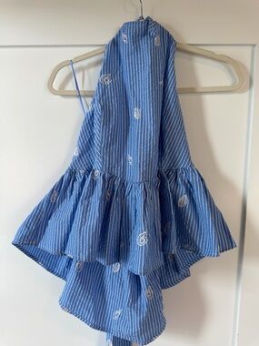 En Saison blue halter seashell top